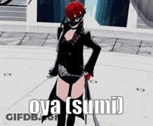 A Video Game Character Is Holding A Sword And Says " Oya [ Sumi ] " GIF