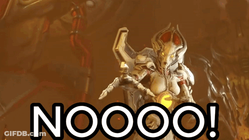 A Video Game Character Is Holding A Sword And The Word Nooo Is Above Him GIF