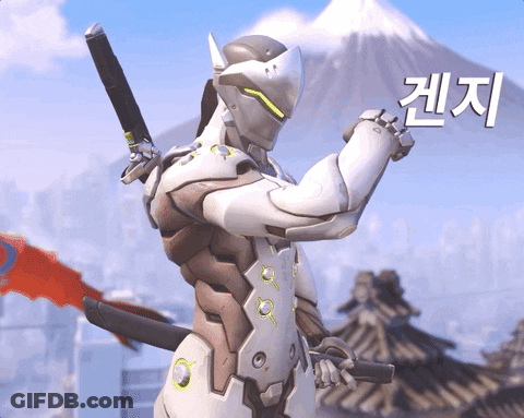 A Video Game Character Is Holding A Sword In Front Of A Mountain With Chinese Writing On It GIF
