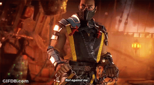 A Video Game Character Is Holding Chains And Says Not Against Me . GIF