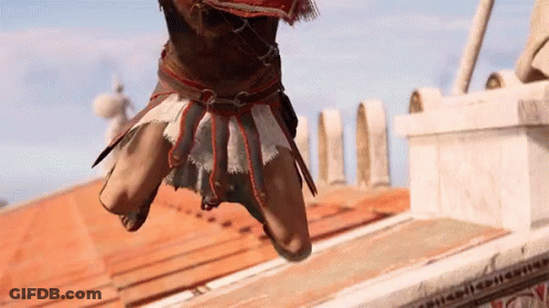A Video Game Character Is Jumping In The Air While Wearing A Red And White Skirt GIF