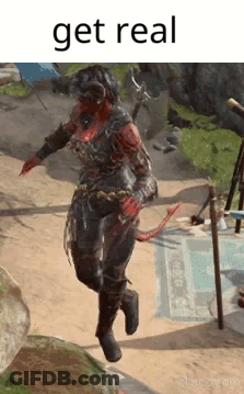 Video Game Character Jumping With Get Real Text GIF