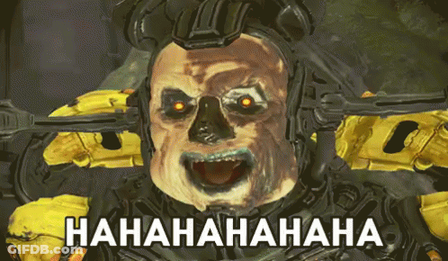 A Video Game Character Is Laughing With The Words Hahahaha Written On The Bottom GIF