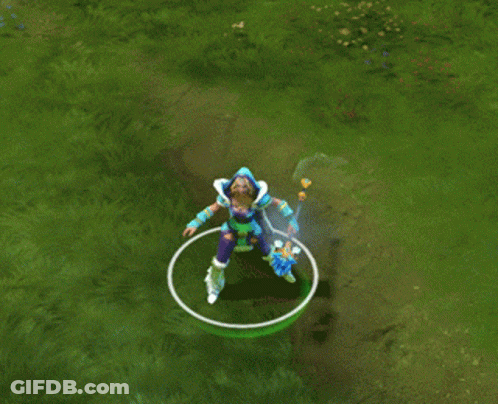 A Video Game Character Is Laying In The Grass With A Circle Around Her GIF