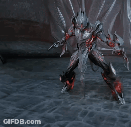 A Video Game Character Is Pointing A Gun At A Skeleton Hand GIF