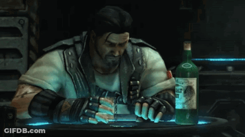 A Video Game Character Is Pouring A Bottle Of Liquid GIF