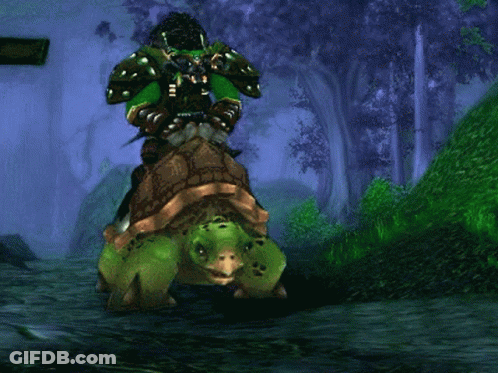 A Video Game Character Is Riding A Turtle GIF