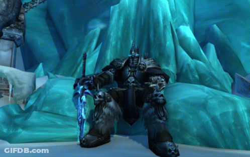 A Video Game Character Is Sitting On A Throne With A Sword In His Hand GIF