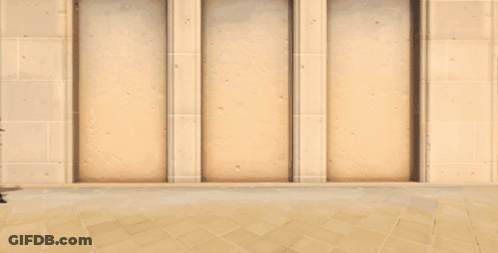 A Video Game Character Is Standing In Front Of A Building GIF
