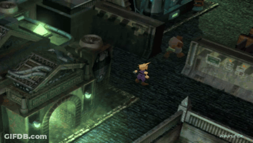 A Video Game Character Is Standing In Front Of A Building That Says ' Austin Grill ' On It GIF