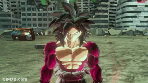A Video Game Character Is Standing In Front Of A Destroyed Building With The Words " Sonic Family " On The Bottom GIF