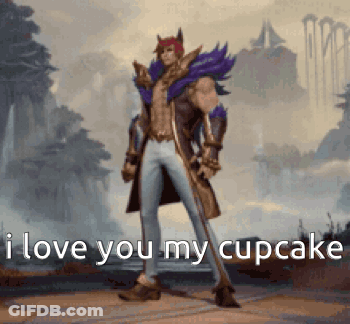 A Video Game Character Is Standing In Front Of A Landscape With The Words `` I Love You My Cupcake '' . GIF