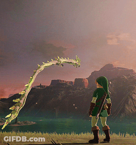 A Video Game Character Is Standing In Front Of A Large Green Plant GIF