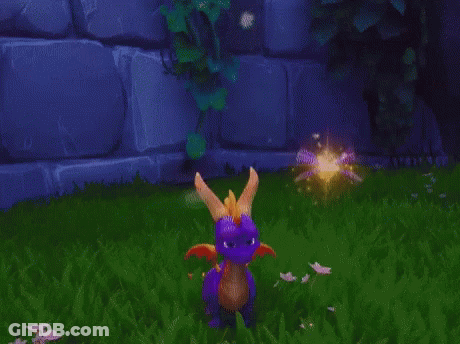 A Video Game Character Is Standing In The Grass With A Glowing Light In The Background GIF