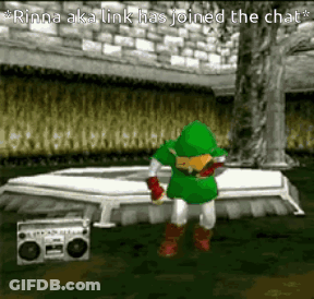 A Video Game Character Is Standing Next To A Boombox And A Coffin . GIF
