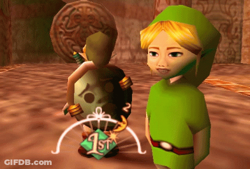 A Video Game Character Is Standing Next To A Square With The Number 1St On It GIF