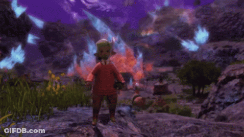 A Video Game Character Is Standing On A Rock With The Words I Got You Behind Him . GIF