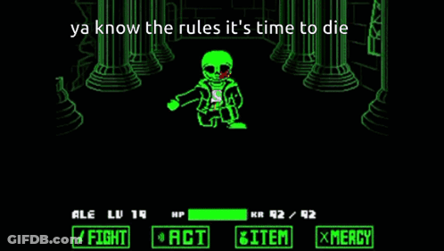 A Video Game Character Is Standing On Top Of A Computer Screen With The Words Ya Know The Rules It 'S Time To Die GIF
