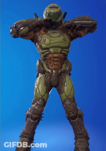 A Video Game Character Is Standing With His Arms Up In The Air GIF