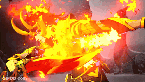 A Video Game Character Is Surrounded By Fire GIF