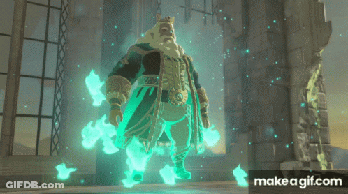 A Video Game Character Is Surrounded By Green Flames And Says Make A Gif.com In The Corner GIF