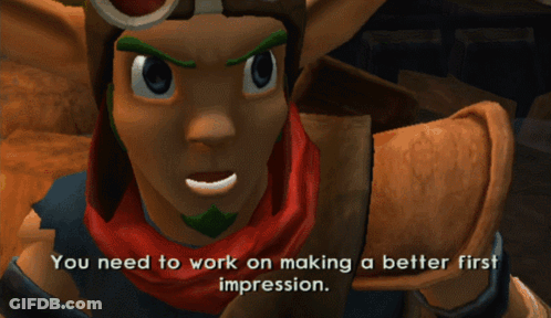 A Video Game Character Is Talking About Making A Better First Impression GIF