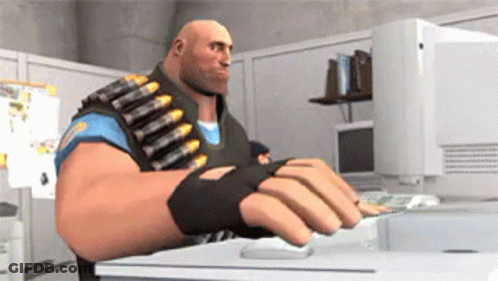 A Video Game Character Is Typing On A Computer Keyboard . GIF