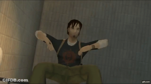 Video Game Character Looking At Mirror GIF