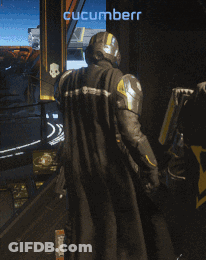 A Video Game Character Named Cucumberr Is Standing In Front Of A Building GIF