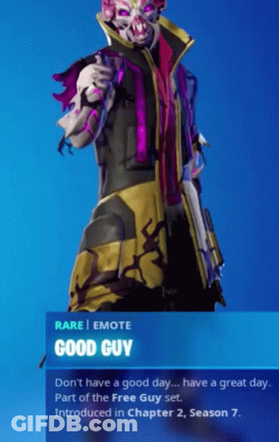 A Video Game Character Named Good Guy Is Holding A Gun In His Hand GIF