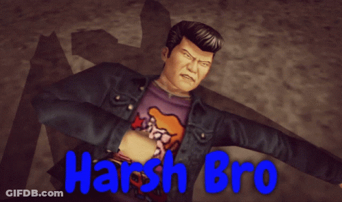 A Video Game Character Named Harsh Bro With A Purple Shirt GIF