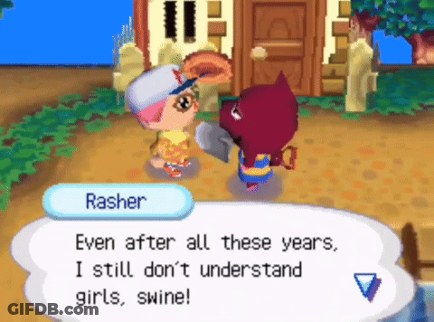 A Video Game Character Named Rasher Says " Even After All These Years I Still Don T Understand Girls Swine " GIF