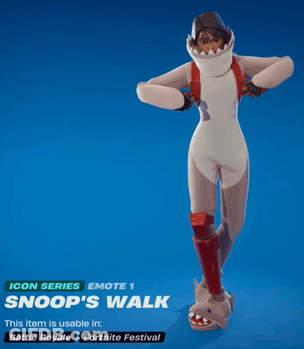 A Video Game Character Named Snoop 'S Walk Is Wearing A Shark Costume GIF