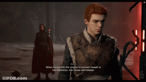 A Video Game Character Named Trilla Is Talking To Another Character GIF