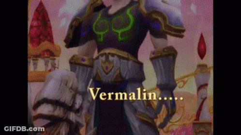 A Video Game Character Named Vermaling Is Standing In Front Of A Pink Background GIF