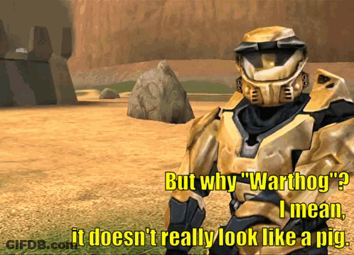 A Video Game Character Says But Why " Warthog " GIF
