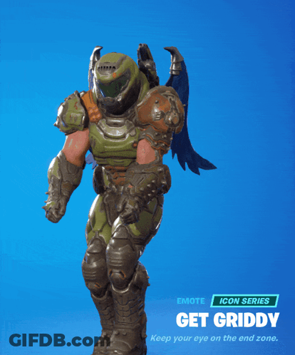 A Video Game Character Says Get Griddy On The Bottom Of The Screen GIF