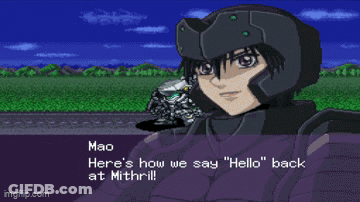 A Video Game Character Says " Here 'S How We Say Hello " Back At Mitthrill GIF