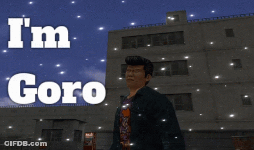 A Video Game Character Says I 'M Goro In Front Of A Building GIF