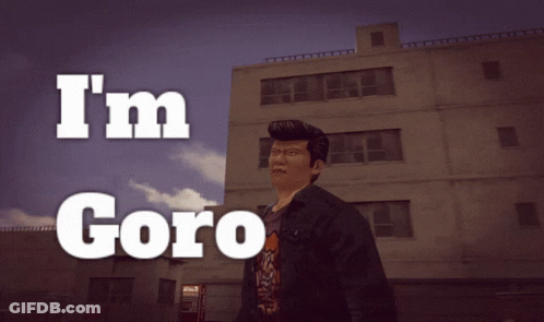 A Video Game Character Says I 'M Goro With A Building In The Background GIF