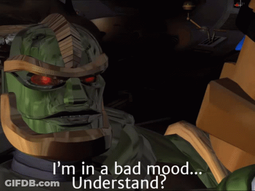 Video Game Character Saying I'm In A Bad Mood GIF