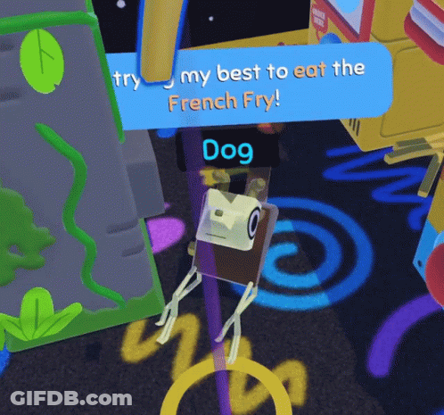A Video Game Character Says " My Best To Eat The French Fry " GIF