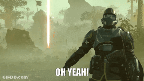 A Video Game Character Says Oh Yeah In Front Of A Landscape GIF