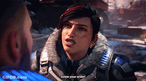 A Video Game Character Says " Screw Your Order " To A Man GIF