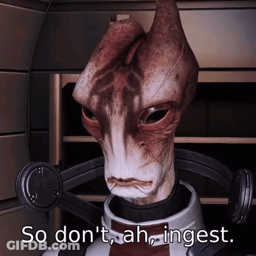 A Video Game Character Says " So Don T Ah Ingest " GIF