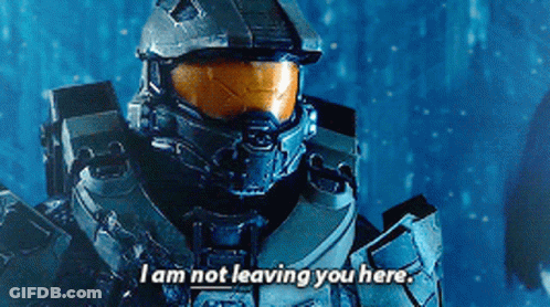 A Video Game Character Says That He Is Not Leaving You Here GIF