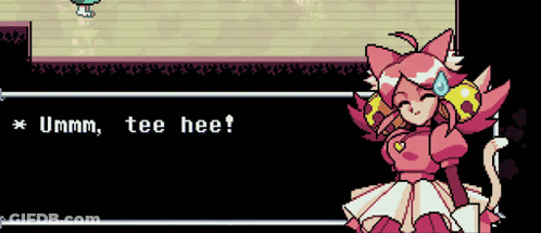 A Video Game Character Says Ummm Tee Hee ! GIF