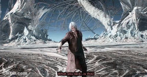 A Video Game Character Says " What You Lack Is This " In A Scene GIF