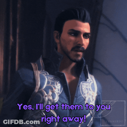 A Video Game Character Says Yes I 'Ll Get Them To You Right Away .. GIF