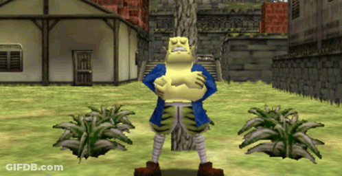 A Video Game Character Standing In A Grassy Field GIF